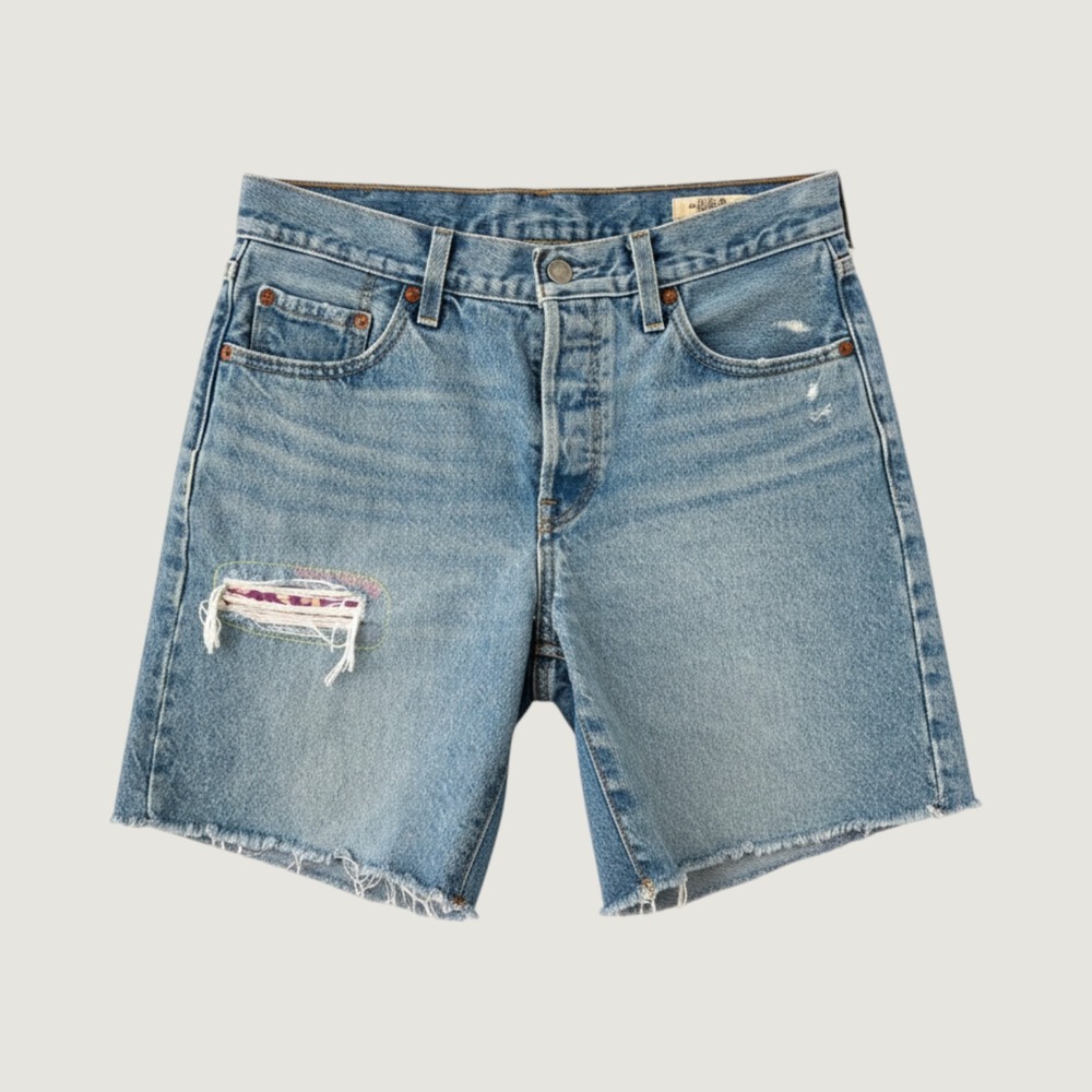 levi's 501 '90s 150th anniversary rare jean shorts 26" mushroom embroidery